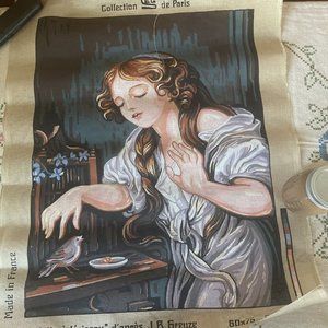 VINTAGE NEEDLEPOINT COLLECTION DE PARIS “Gillette A L Ouseau D’apres JBGreuze